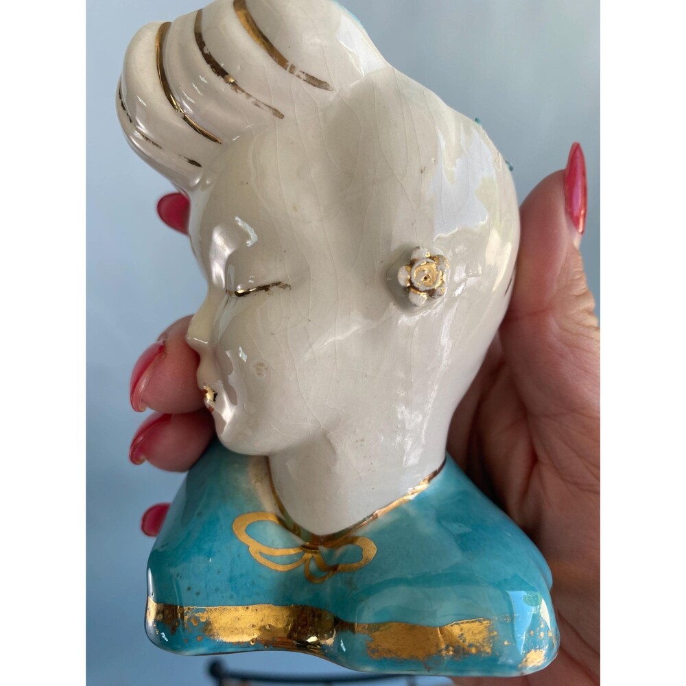 Vintage 1950’s Glamour Girl Lady Head Vase Petite Small Size